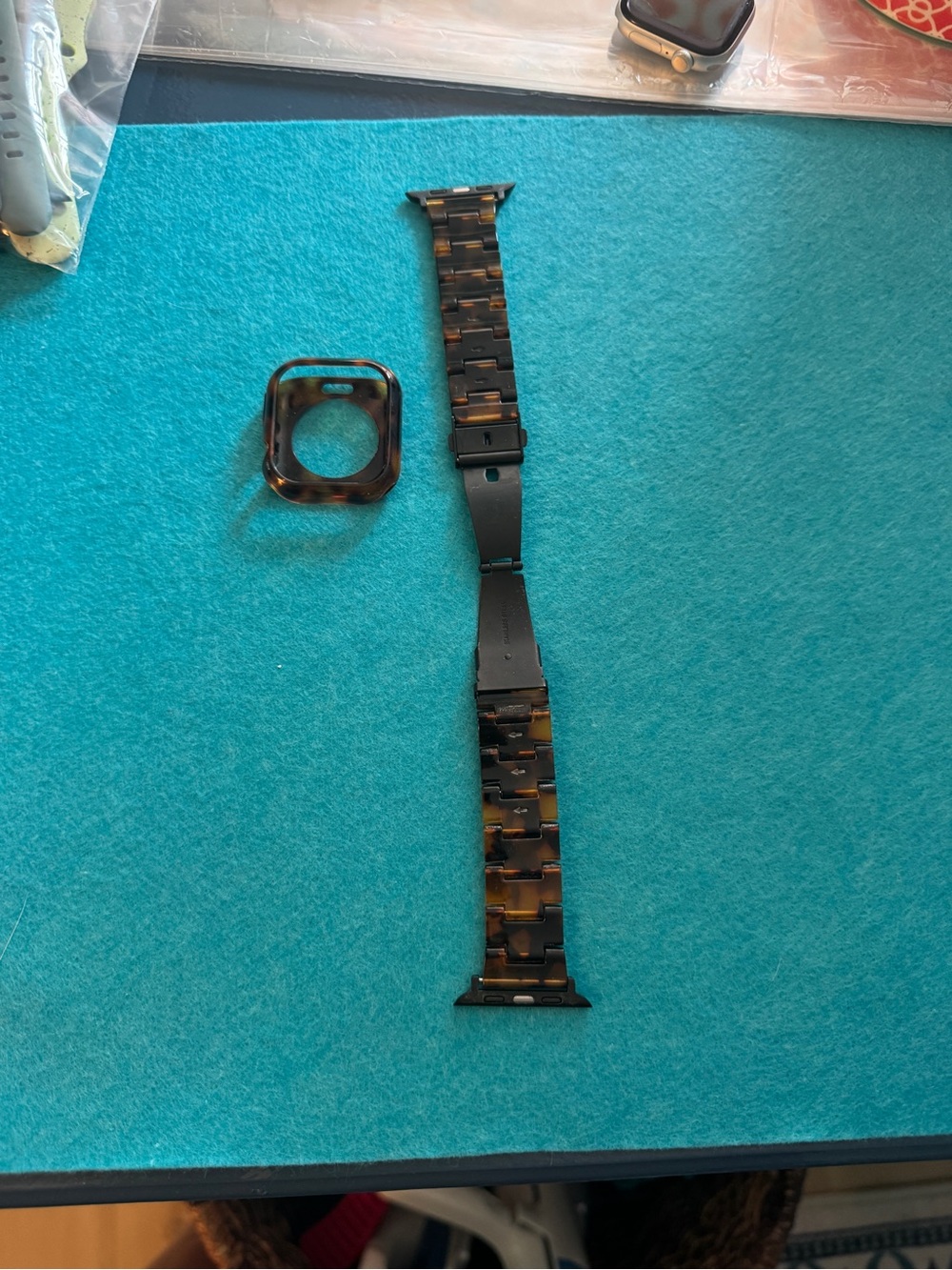 Quince Tortoiseshell-Pattern Watch Band and Matching Case - Brown/Black 0181